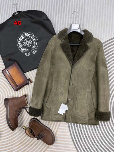 秋冬原版復刻 新品クロムハーツ 本革 毛皮一体ジャケットアウ...