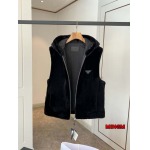 2024年原版復刻秋冬PRADA 本革 毛皮一体 ジャケットアウター ベスト  mm工場