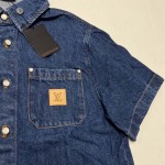 2025年5月17日入荷新作LV 25ss Déposée logo デニム半袖  シャツ  S-XL高级品/人気/誕生日プレゼント/人気/ファッション/トレンド/限定/WB工場