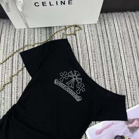 2025年6月18日入荷春夏新作Chrome hearts斜め肩 半袖 Tシャツ ファッション/誕生日プレゼント/贈り物 can工場