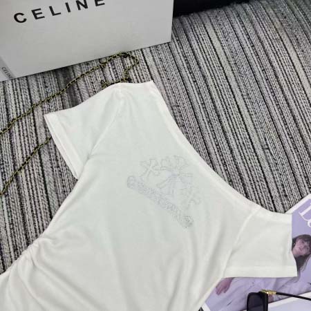 2025年6月18日入荷春夏新作Chrome hearts斜め肩 半袖 Tシャツ ファッション/誕生日プレゼント/贈り物 can工場